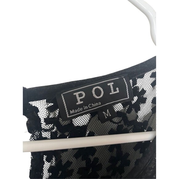 POL Black Midi Dress Lace Bodice Shark Bite Hem Fairy Goth Witch Size M - Picture 8 of 10